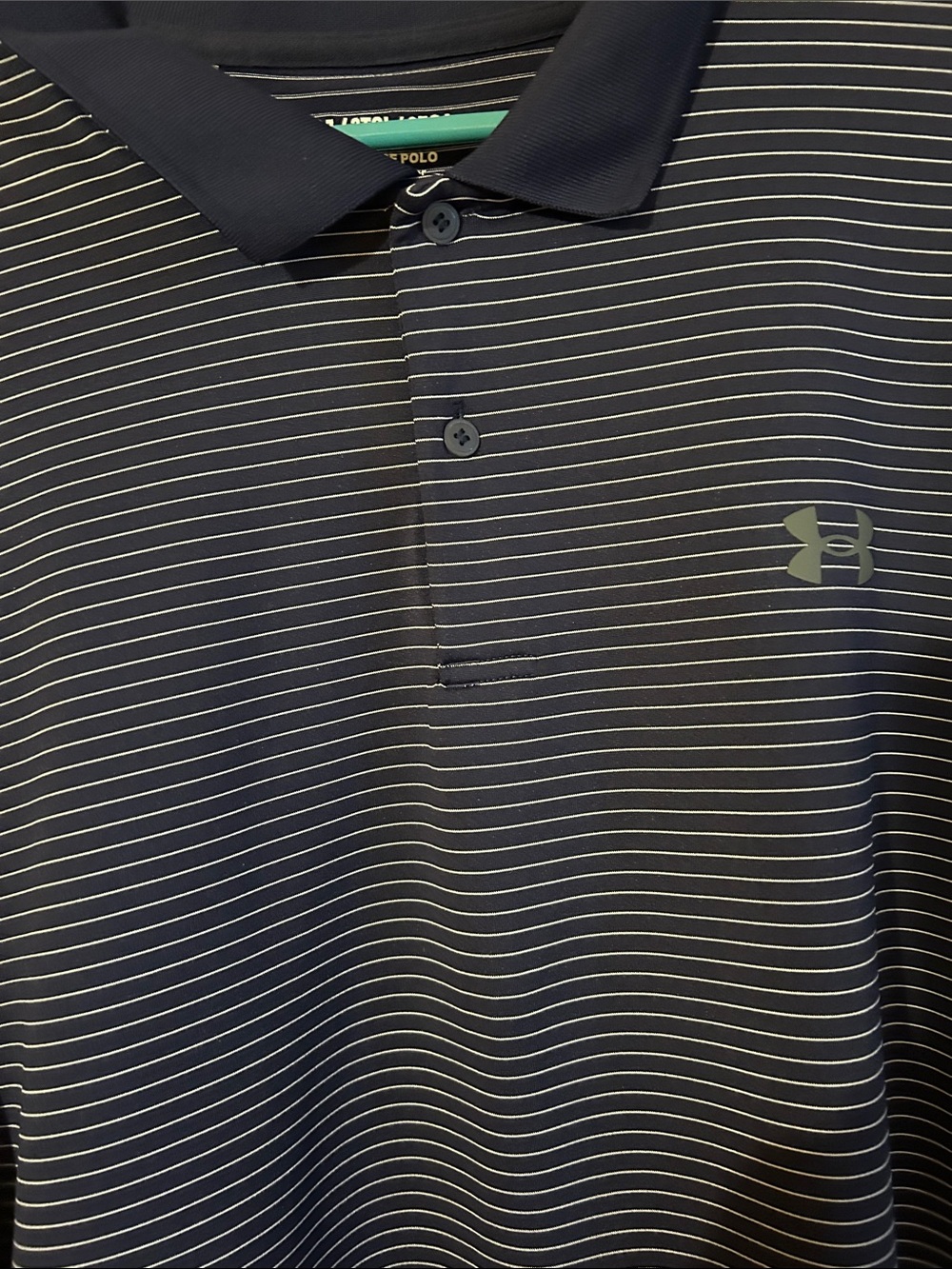Under Armour Navy and White Striped Performance Polo - Picture 6 of 6